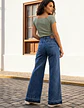 Jean Wideleg Full Elasticado Basta Deshilachada Talla Grande - Miniatura 2