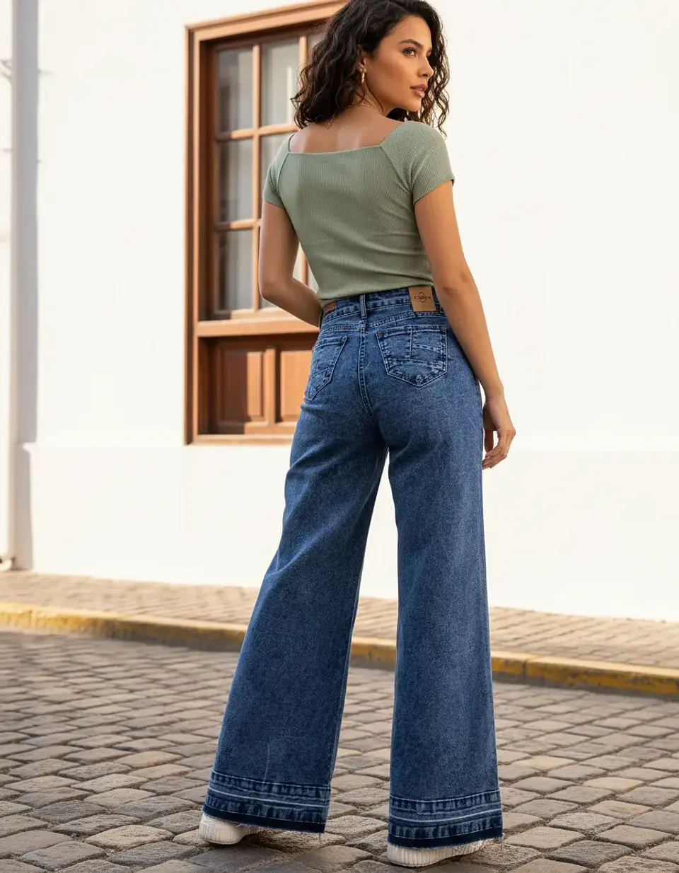 Jean Wideleg Full Elasticado Basta Deshilachada Talla Grande 2