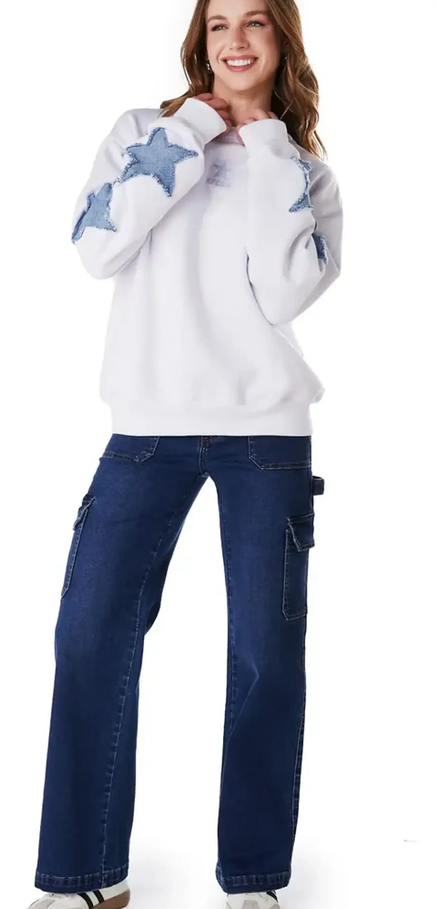 Jeans Naos Mujer Palazzo Cargo Azul Medio Azul 1