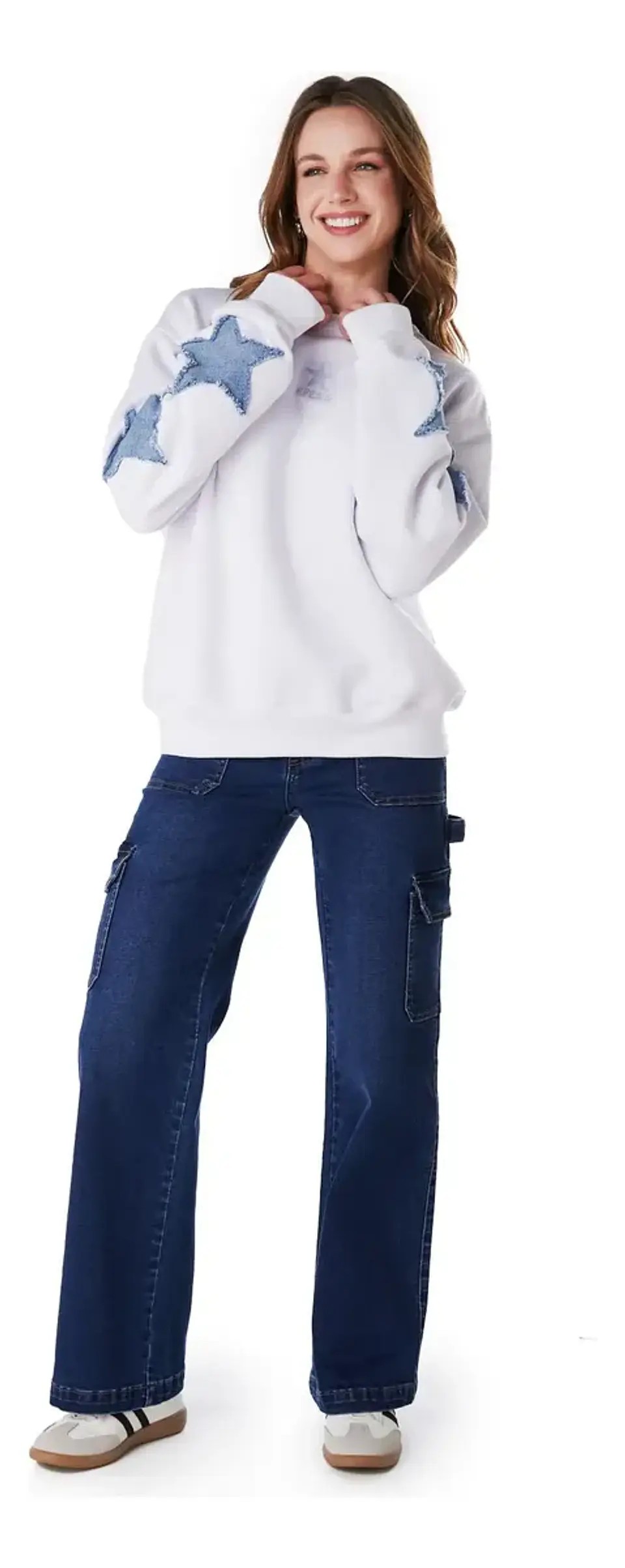 Jeans Naos Mujer Palazzo Cargo Azul Medio Azul 1