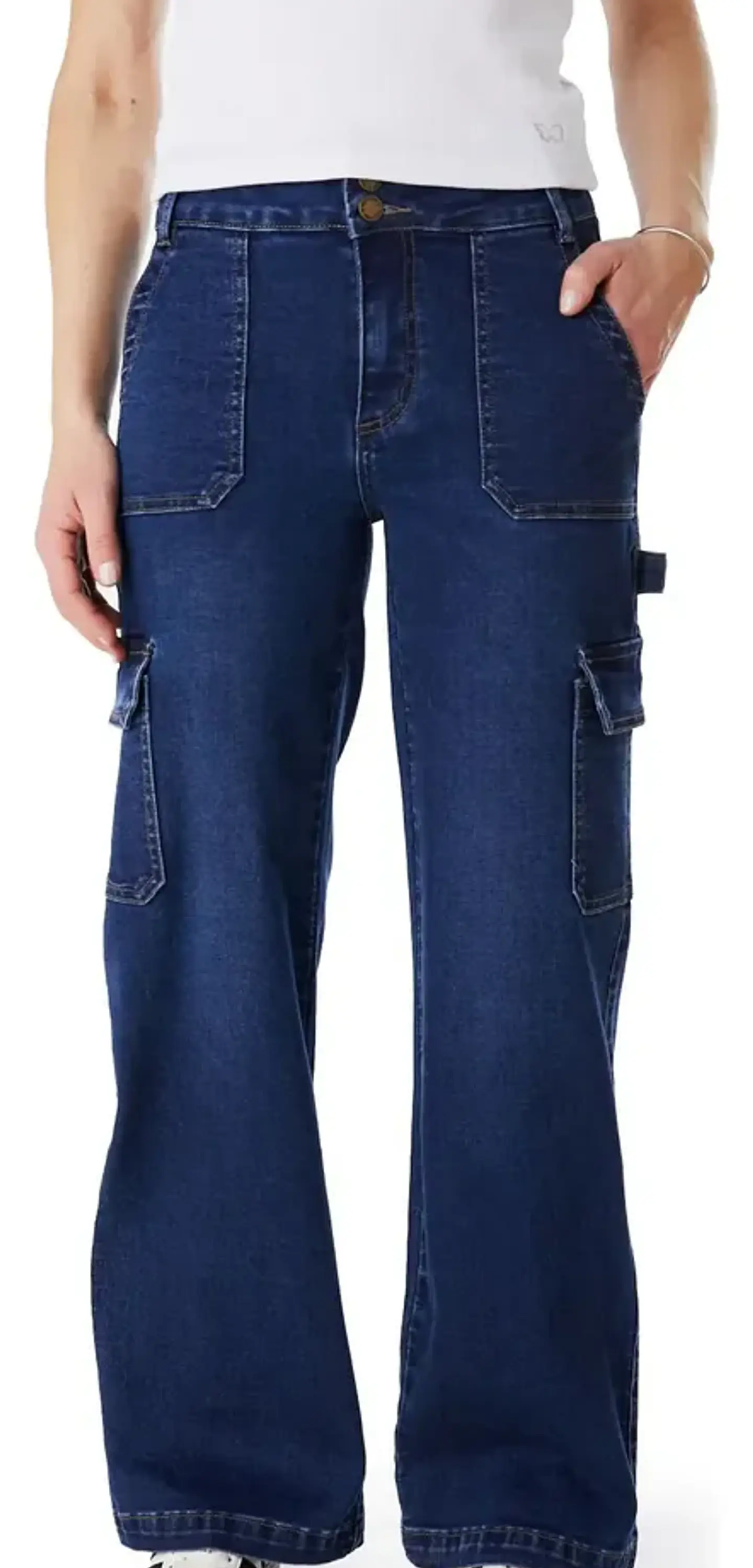 Jeans Naos Mujer Palazzo Cargo Azul Medio Azul 2