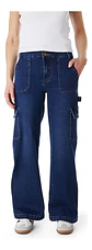 Jeans Naos Mujer Palazzo Cargo Azul Medio Azul - Miniatura 2