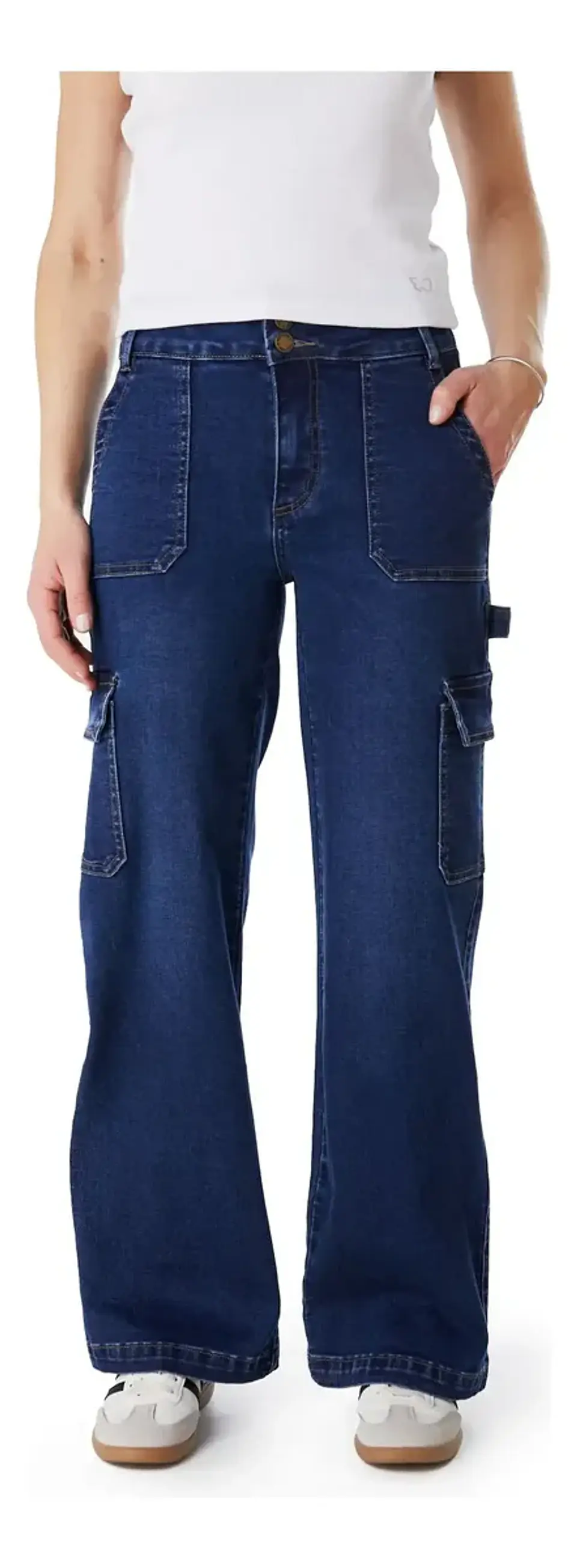 Jeans Naos Mujer Palazzo Cargo Azul Medio Azul 2