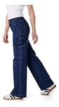 Jeans Naos Mujer Palazzo Cargo Azul Medio Azul - Miniatura 3