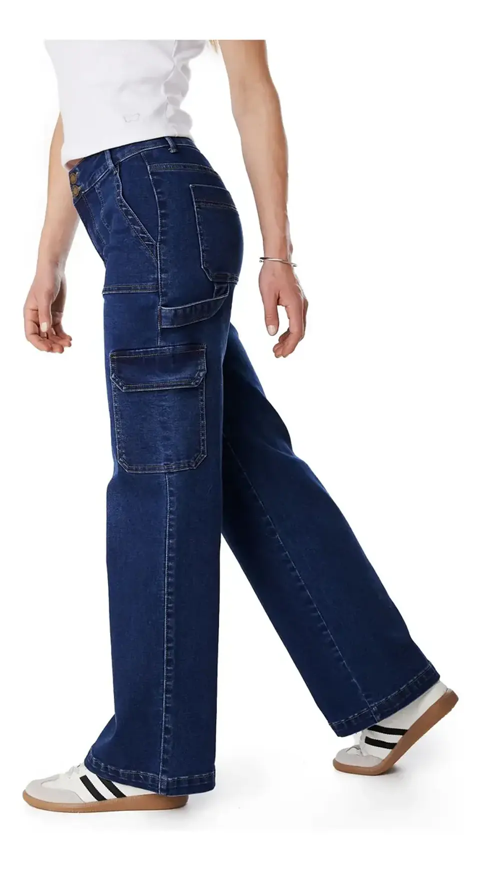 Jeans Naos Mujer Palazzo Cargo Azul Medio Azul 3