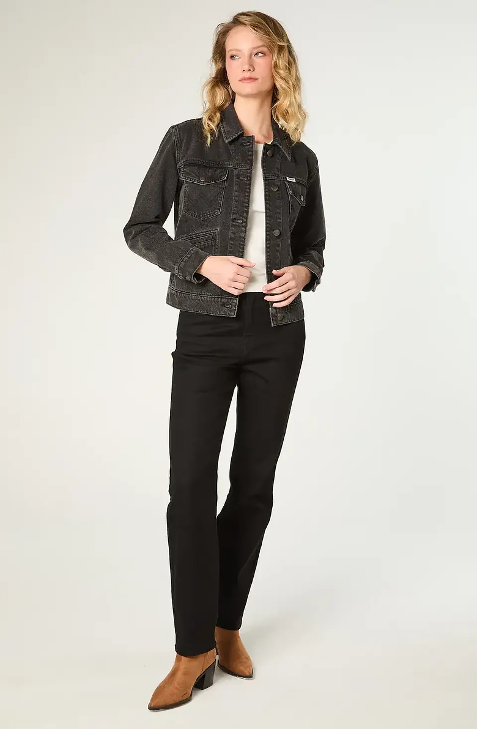 Jeans Mujer Straight Black Solid 2