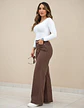 Jeans Mujer Palazzo Café Tiro Alto Elasticado Horma Grande - Miniatura 2