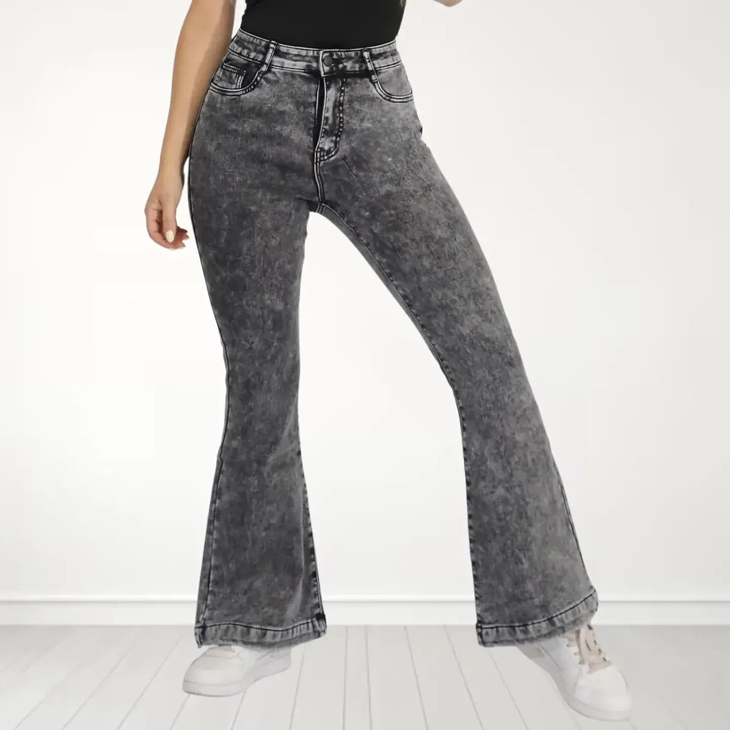 Jeans Flare Con Polar Push Up Elasticado Calce Perfecto 1