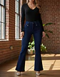 Jeans Flare Mujer Elasticado Tiro Alto Push Up Azul Marino - Miniatura 1