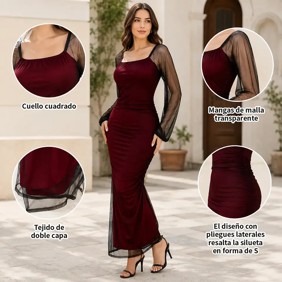 Vestidos Para Dama Vestido De Fiesta De Malla De Doble Capa 2