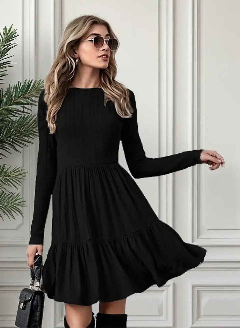 Vestido Corto Manga Larga Invierno, Otoño, Bucaneras I028 1