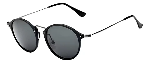 Lentes De Sol Polarizados Veithdia UV400 Negro Redondos Metal Modelo 6358
