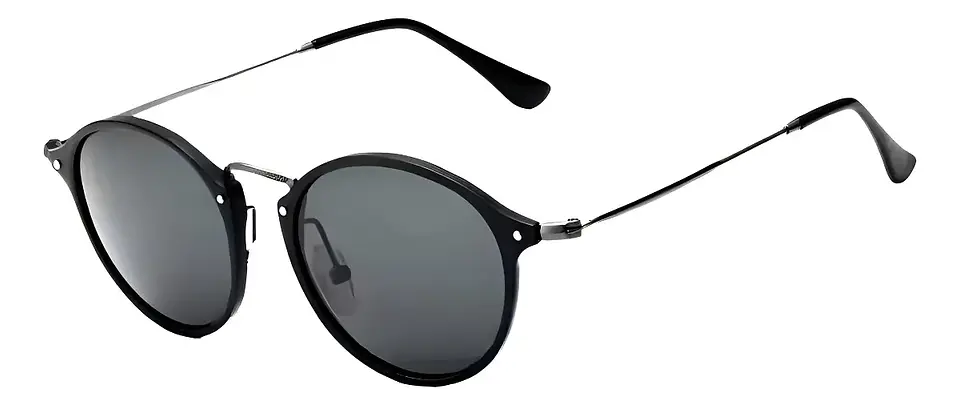 Lentes De Sol Polarizados Veithdia UV400 Negro Redondos Metal Modelo 6358 1