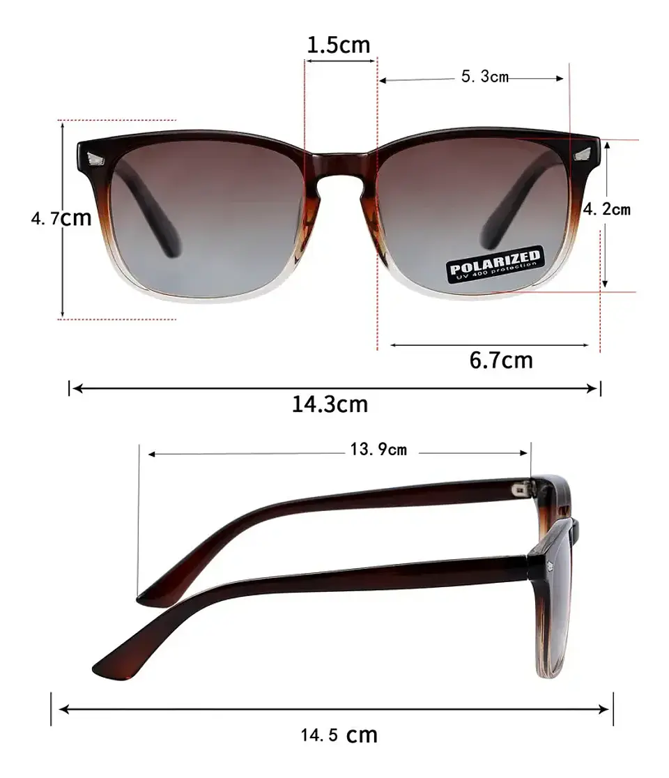Gafas de Sol POLASUP Rectangulares Clásicas con Lente Marrón y Protección UV400 3