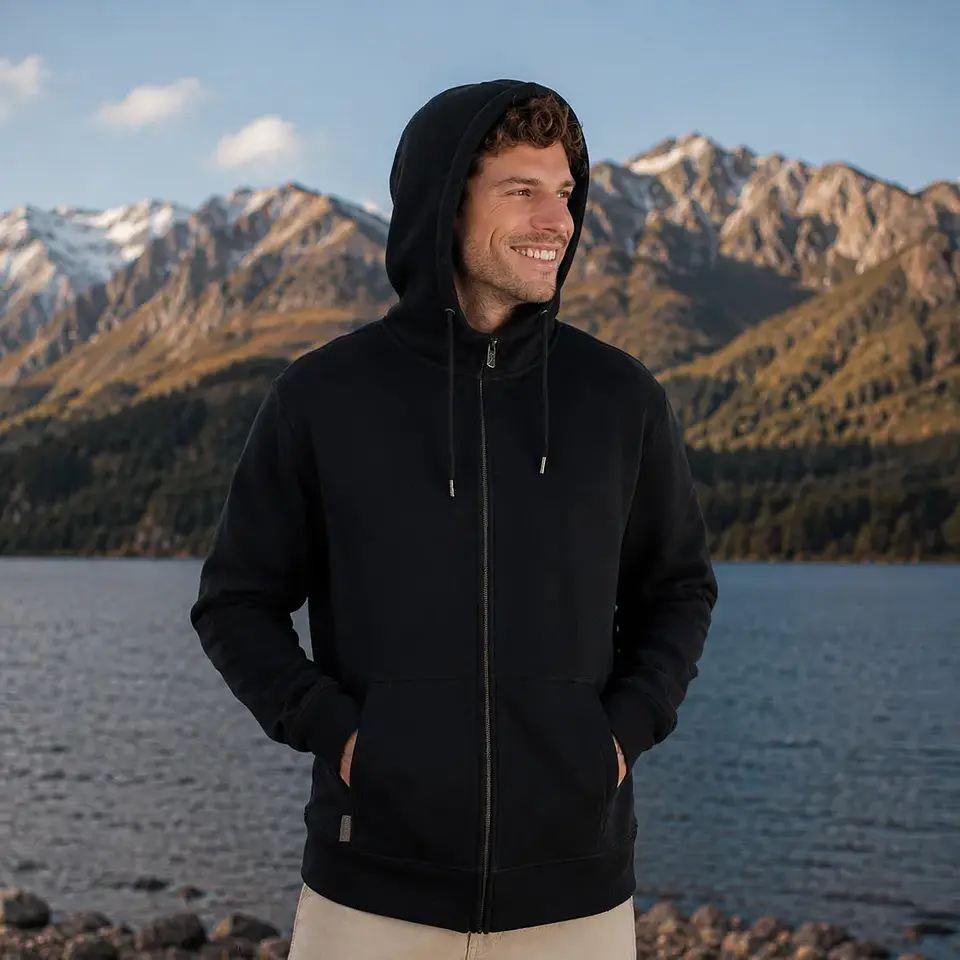 Polerón Con Capucha Y Cierre Ykk® Interior Polar Sherpa Algodón Orgánico Puelo De Lenga® 2