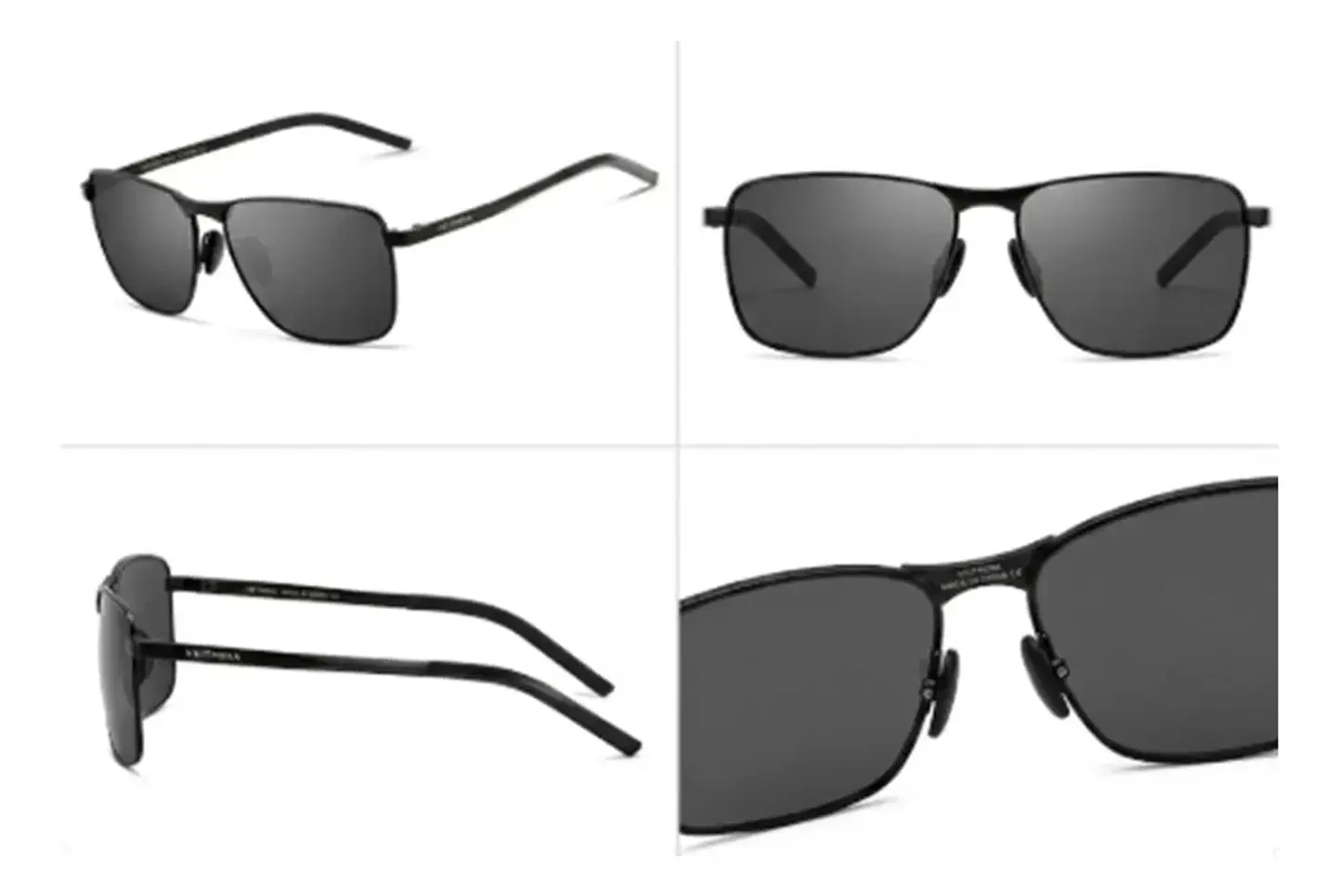 Gafas de Sol Polarizadas Veithdia V2462 Armazón Negro Lente Gris UV400 2