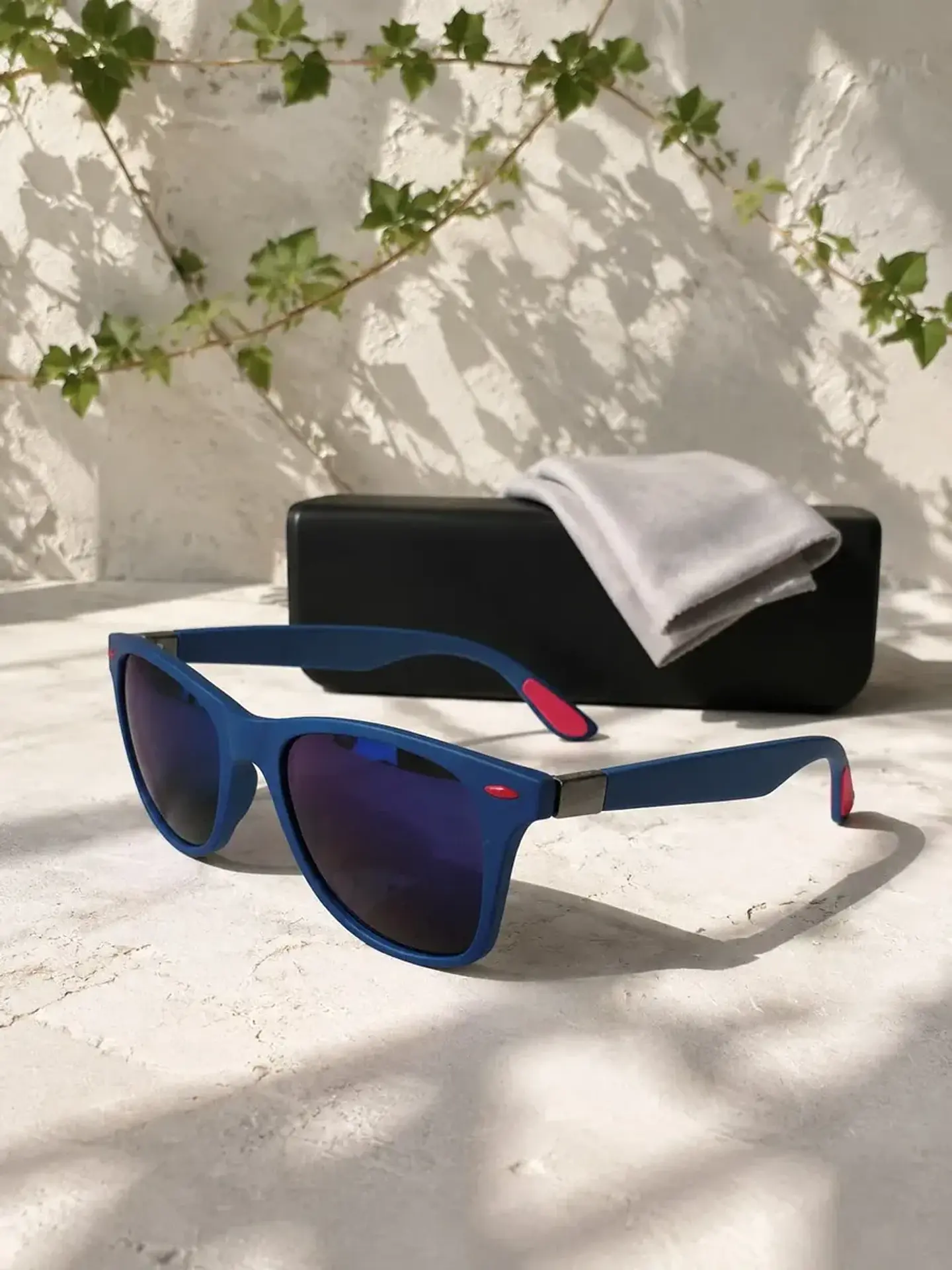 Lente De Sol Polarizado Azul Hombre Con Caja Filtro Uv400 1