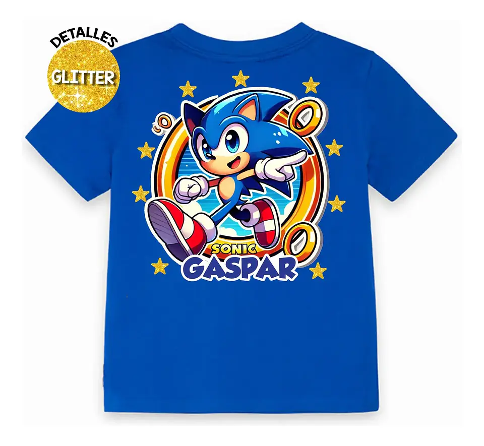 Polera Sonic Personalizada Niños Algodón 100% D1 2