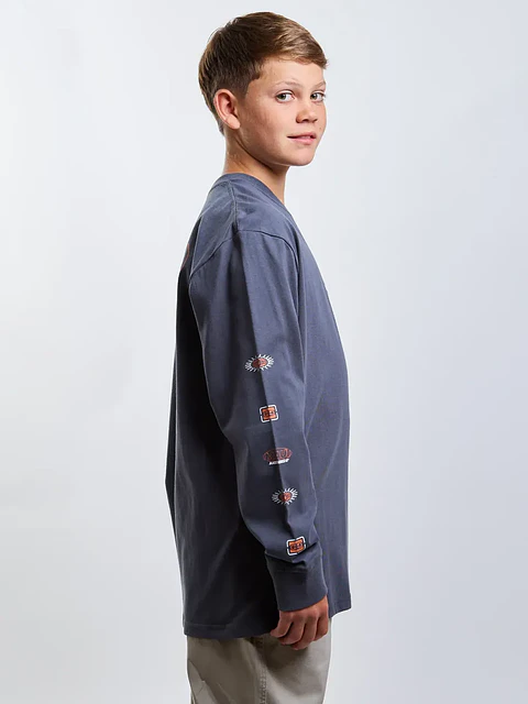 Polera Ml Venture Gris Infantil Maui And Sons
