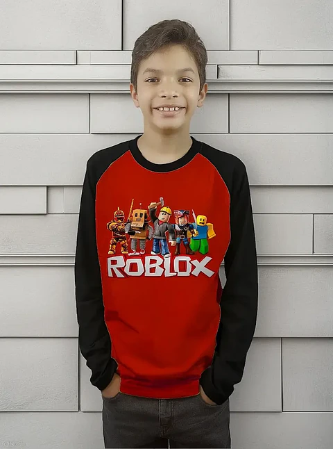 Polera Roblox Niños Manga Larga Raglan Estampada Dtf Cod 001