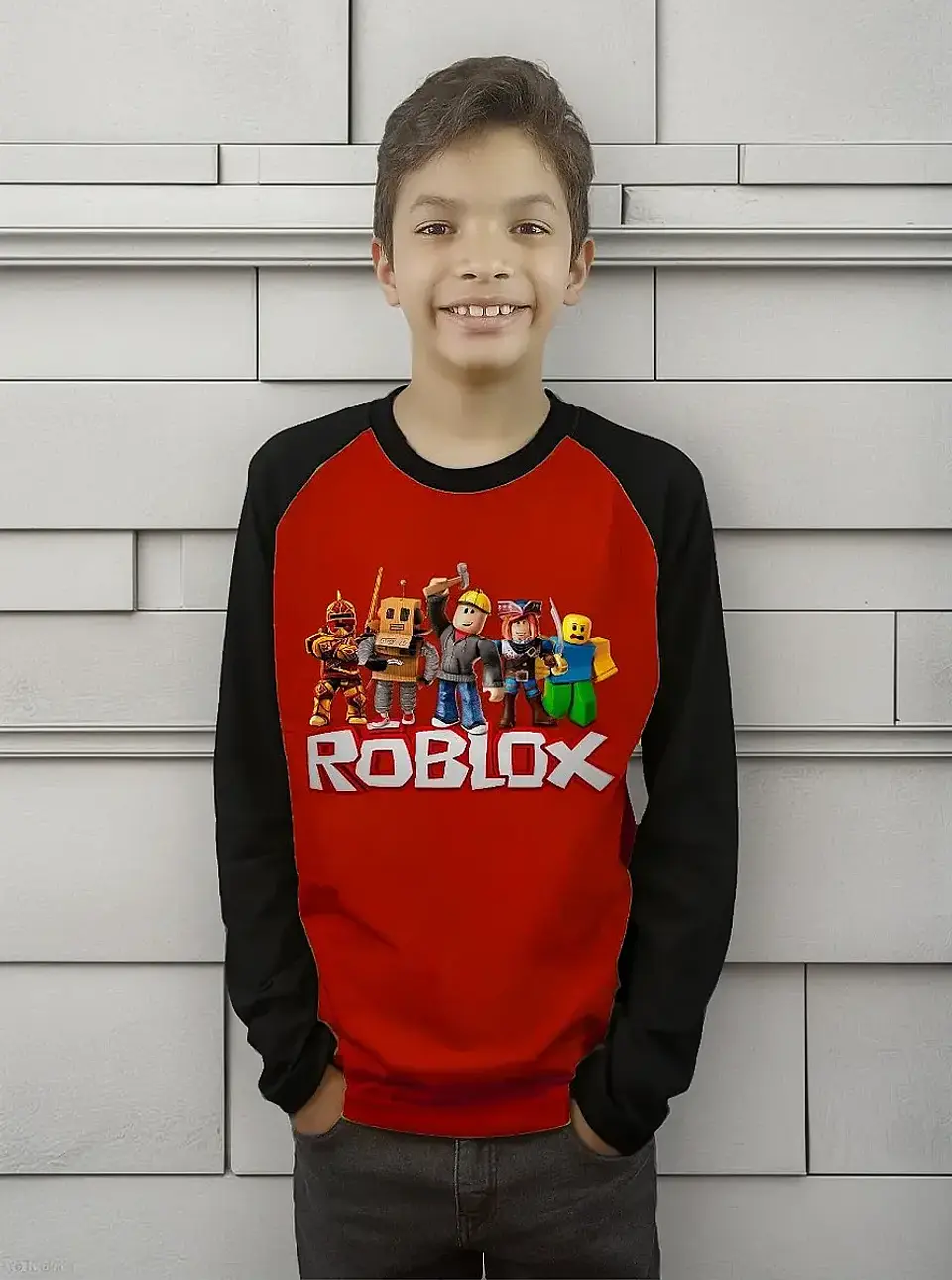 Polera Roblox Niños Manga Larga Raglan Estampada Dtf Cod 001 1