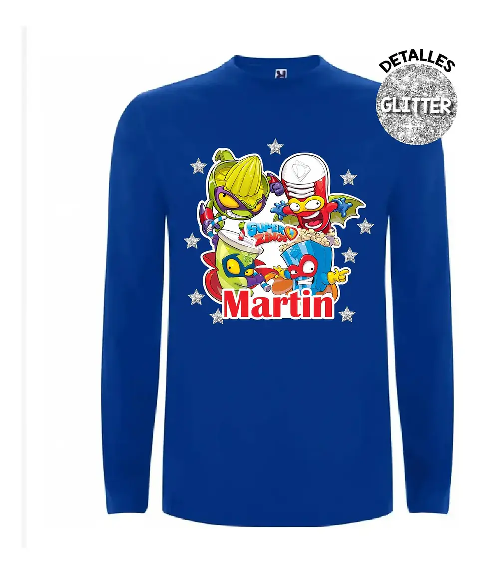 Polera Super Zings Personalizada Niños Manga Larga Algodón 1