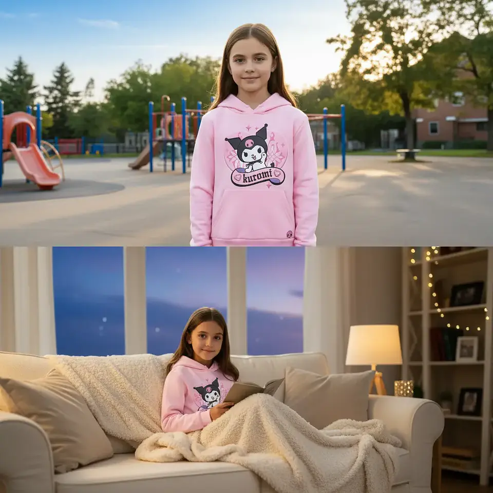 Polerón Kuromi Anime Amor Cool Infantil Con Capucha 2