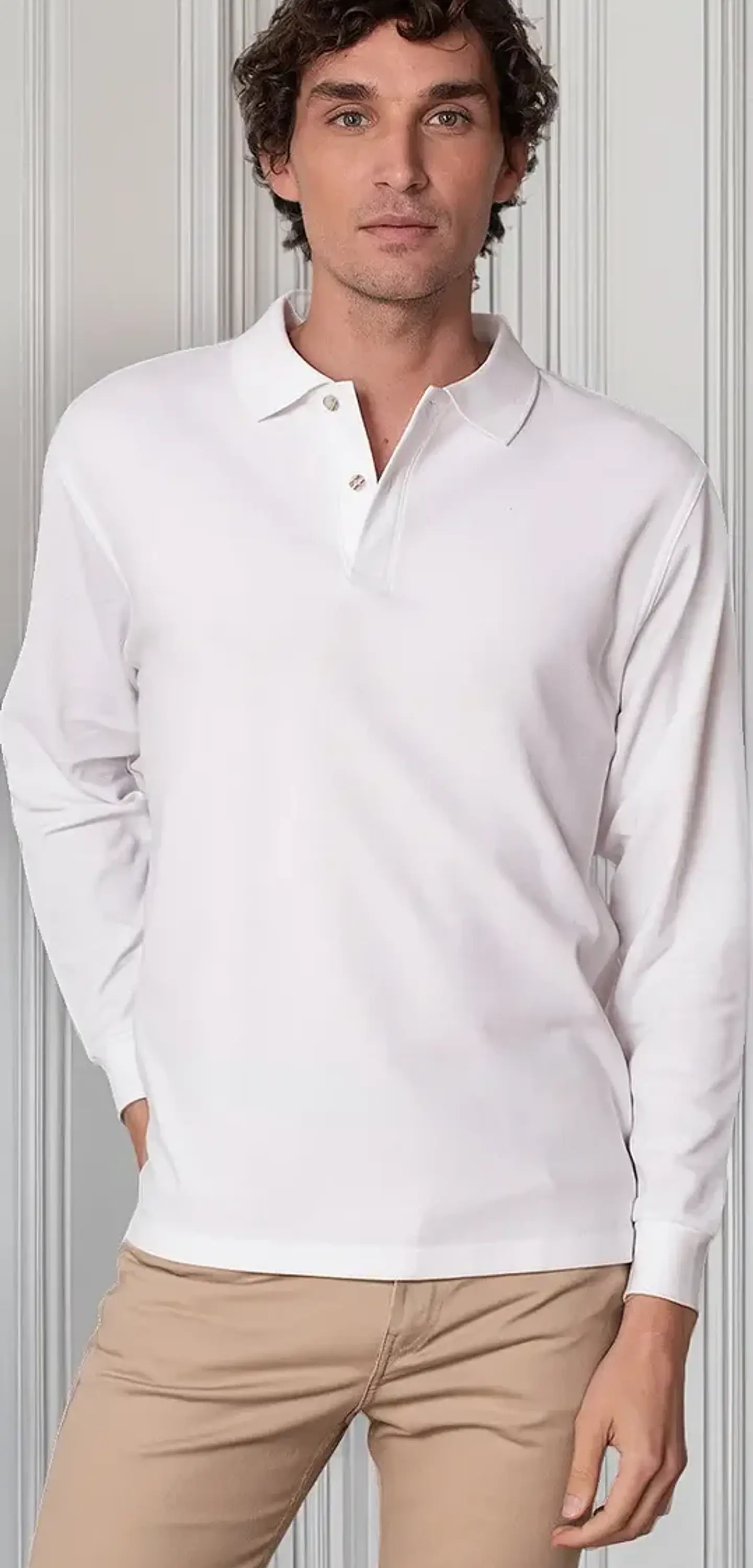 Polera Piqué Manga Larga Premium Textura Suave Hombre Uv+pro 1