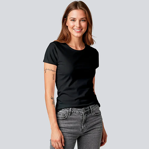 Polera Mujer 100% Algodon Manga Corta Basico Estampar