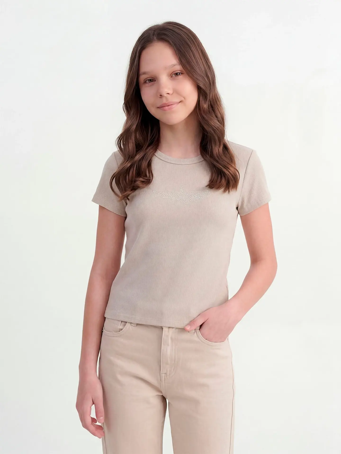 POLERA NIÑA INDEX TEEN ALGODÓN MANGA CORTA STRASS 1