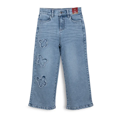 Jeans Niña Baggy con Mariposas Denim Pillin