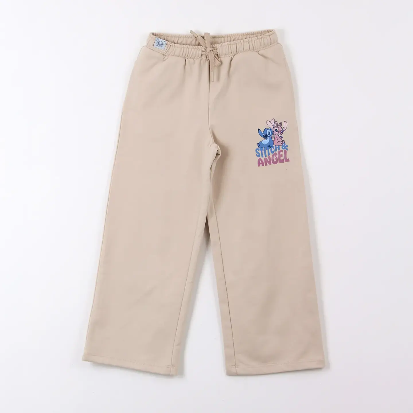 Pantalón de Buzo Niña Stitch & Angel Disney Flare Beige 1
