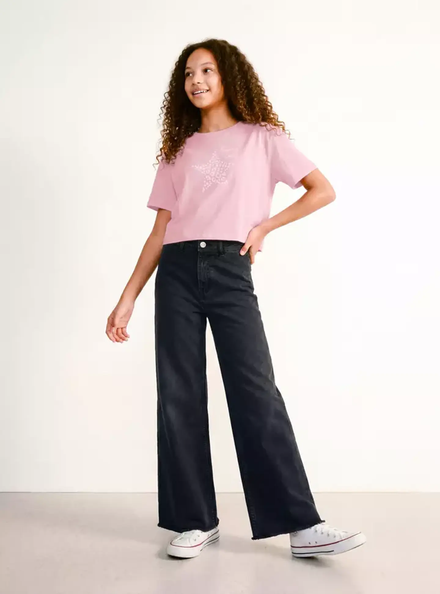 Jeans Wide Leg Tiro Medio Niña 1