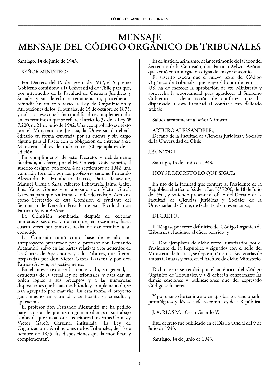 Código Orgánico de Tribunales + Apéndice (Tapa Dura Carta) 2
