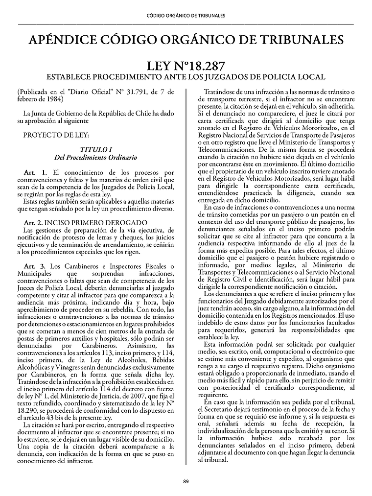 Código Orgánico de Tribunales + Apéndice (Tapa Dura Carta) 3