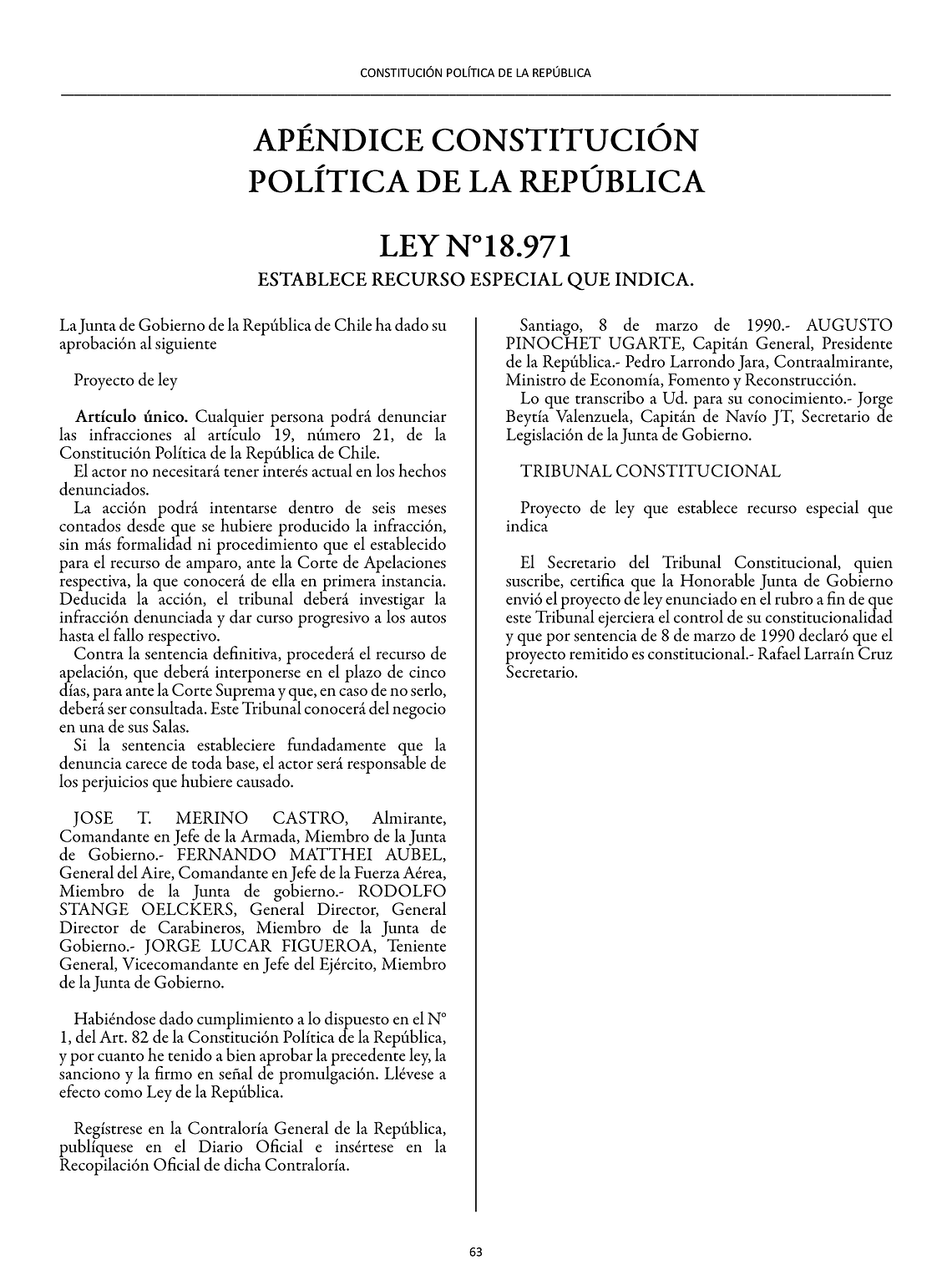 Constitución Política de la República + Apéndice (Tapa Dura Carta)  3
