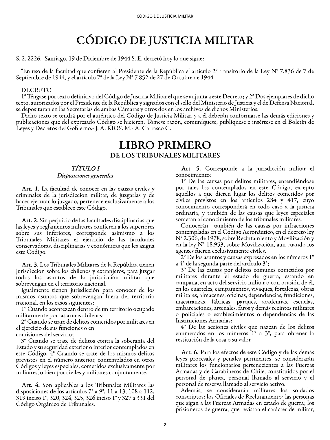Código de Justicia Militar + Apéndice (Tapa Dura Carta) 2
