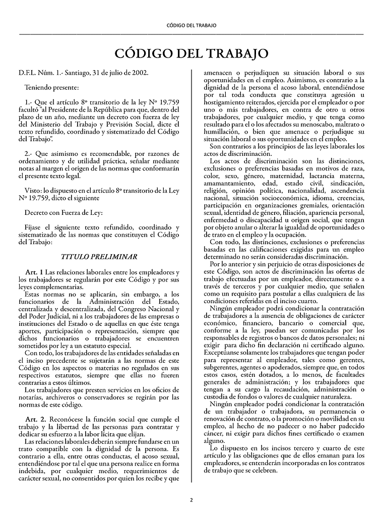 Código del Trabajo (Tapa Termolaminada Carta)  2