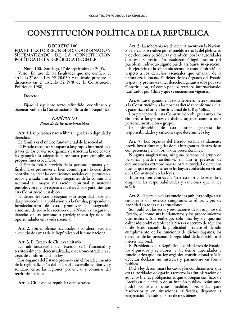Constitución Política de la República (Tapa Termolaminada Carta)  2