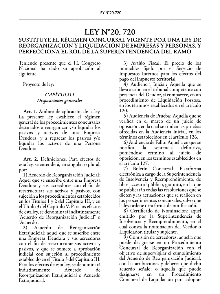 Ley N°20.720 (Tapa Dura A5)  2