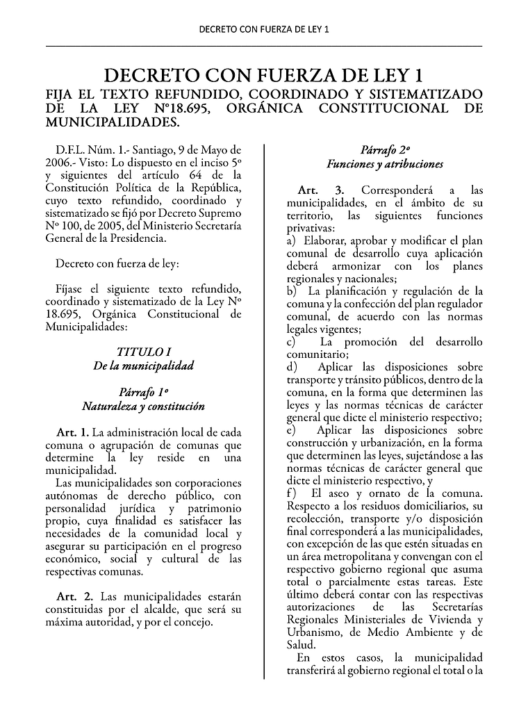 DFL 1 - Ley N°18.695 (Tapa Dura A5)  2