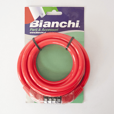 Candado Bianchi 422 10X1800 Neon Red C/Clave Intercamb Display BIANCHI