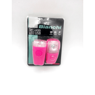 SET LUCES BIANCHI JY-378 RECARGABLE USB PINK BIANCHI