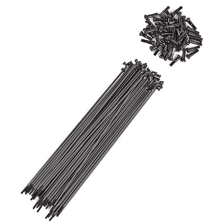 GRUESA RAYOS NEGRO 270MM, 14G, STEEL, CON NILPLE NEGRO 16MM