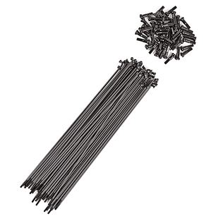 GRUESA RAYOS NEGRO 293MM, 14G, STEEL, CON NILPLE NEGRO 16MM