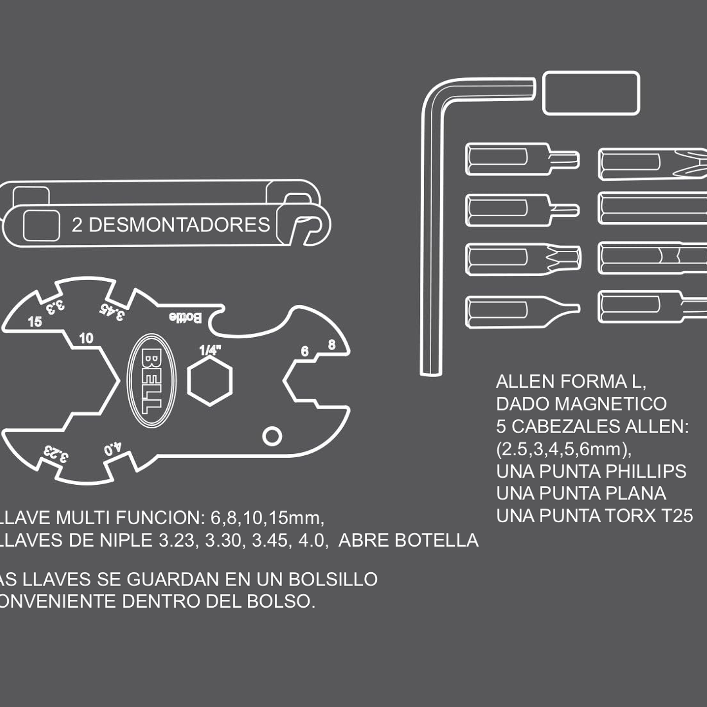 KIT HERRAMIENTA BELL ROADSIDE 400 13 EN 1 (7122156)  4