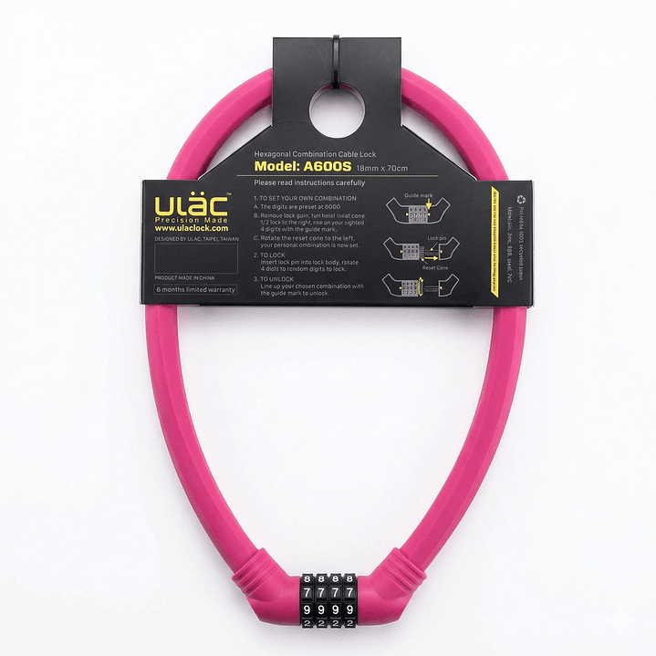 CANDADO C/CLAVE HEXAGON A600S 18x70cm FUCCIA 2
