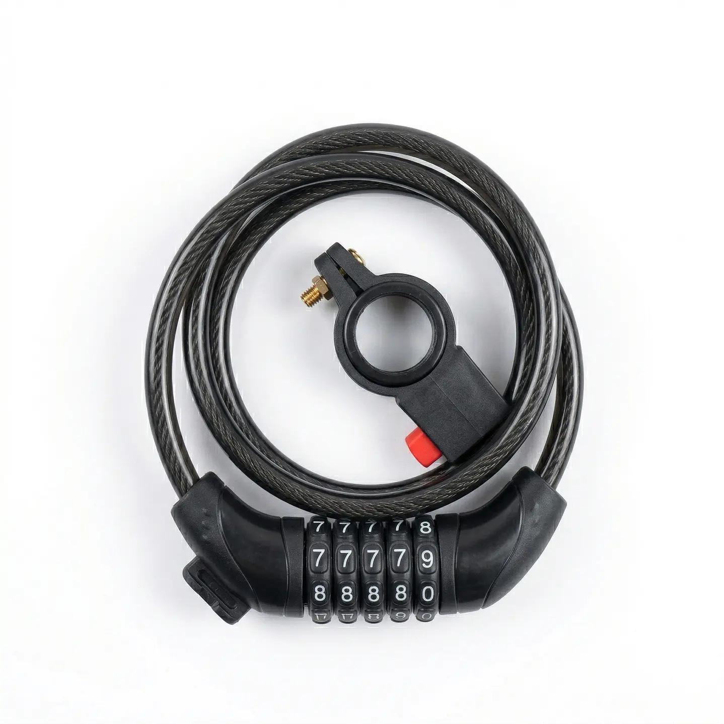 CANDADO CON CLAVE BIANCHI CABLE ACERADO, 5 DIGITOS, CON SOPORTE 1