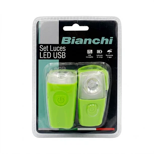 SET LUCES BIANCHI JY-378 RECARGABLE USB GREEN BIANCHI