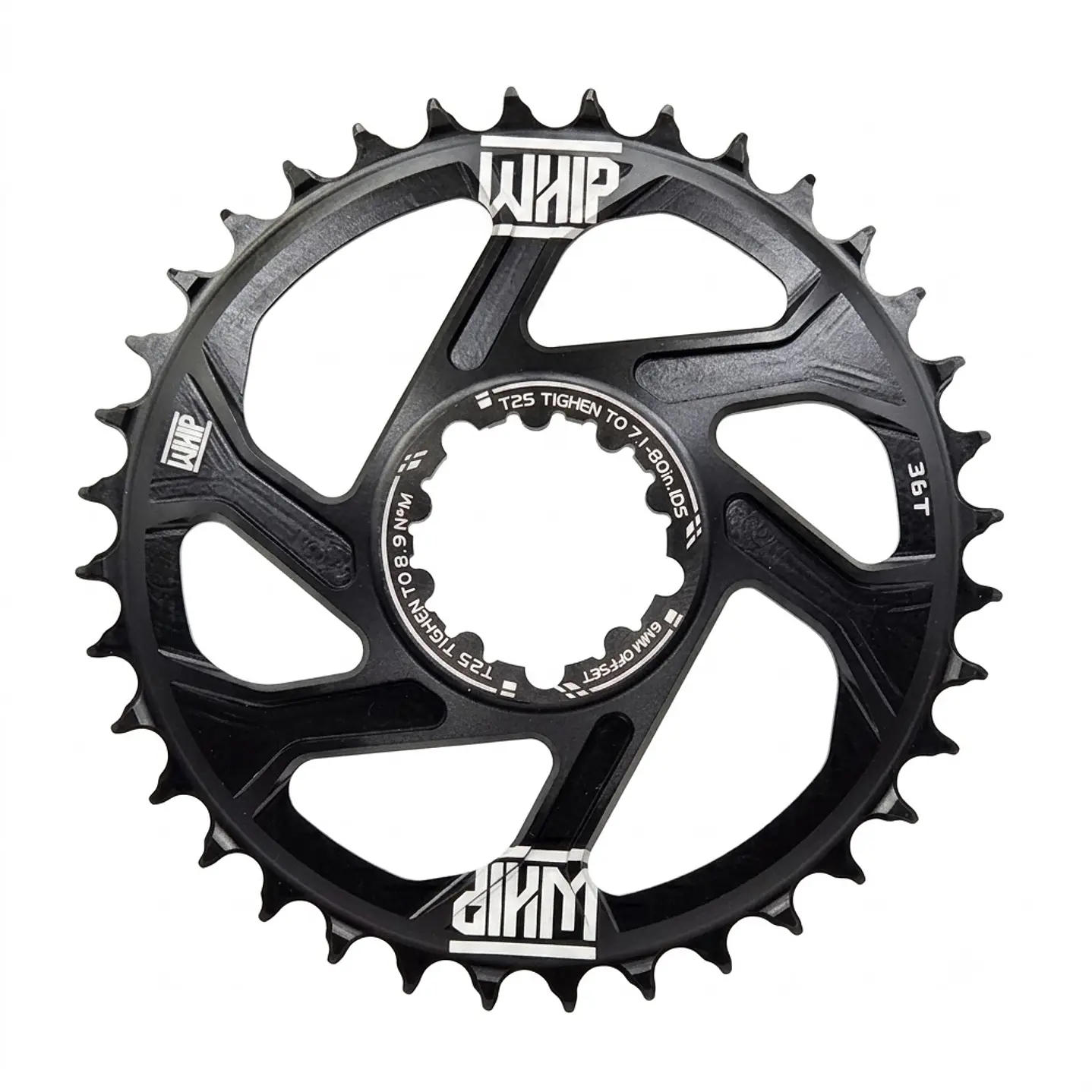 CORONA 36T WHIP NEGRO CON LOGO DISPLAY 6MM Offset